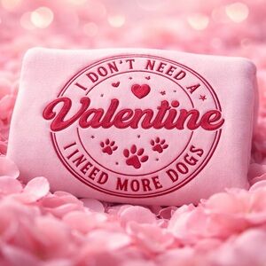 Pink  Valentine Crew with dog paws